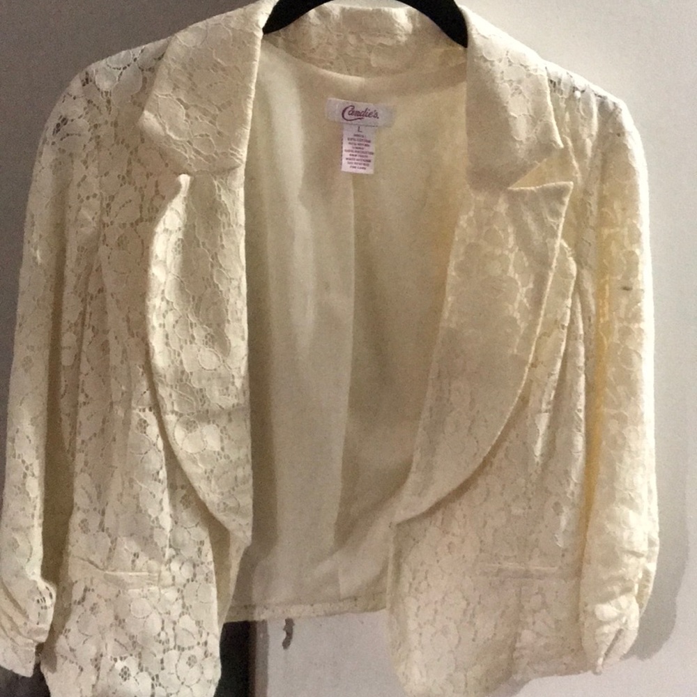 Candie’s cream lace blazer!